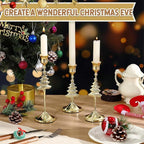 3 Pcs Christmas Candle Holders 3 Size Gold Taper Candlestick Holders Set Vintage Decorative Centerpiece for Table Mantel Wedding Housewarming Thanksgiving Gifts (Christmas Tree)
