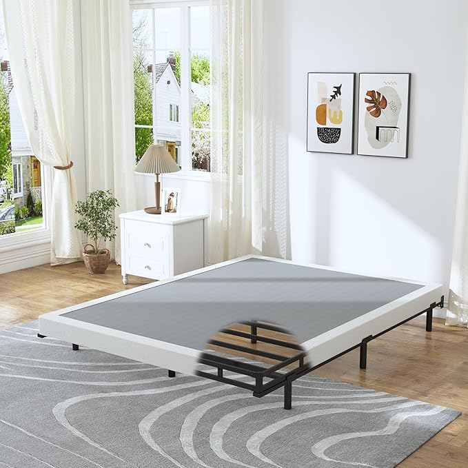3 Inch Queen Size Box Spring, Low Profile Box Spring for Queen Bed,Heavy Duty Mattress Foundation, Metal Bed Base,Easy Assembly/Noise Free
