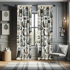 Ambesonne Cats Window Curtains Pack of 2, Modern Scandinavian Inspired Innocent Kitten Pattern with Leafy Details, Lightweight Set with Rod Pocket, 4 Panels of - 28" x 84", Pale Teal Pale Khaki Grey