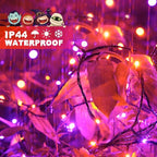 JMEXSUSS 250LED Orange and Purple String Lights Outdoor Waterproof, 8 Lighting Modes Orange and Purple Christmas Lights 91.5ft Connectable Halloween Light Indoor for Tree Yard Patio House Decor