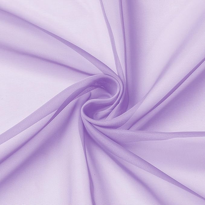 Aiyufeng Light Purple Sheer Curtain Panels Pair Sold 54 Inch Length, Light Filtering Window Curtain Drapes Treatment for Kitchen, Bedroom/Children Room, Voile Top Dual Rod Pocket, 2 Pack of 42 x 54"