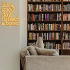 Wanxing LED Neon Sign for Wall Decor, It's a Good Day to Read a Book, USB Powered Dimmable, 5V/2A, 16.5"x12.6" for Home, Office, Bedroom, Book Lover