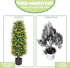 Sunnyglade 2 Packs Artificial Rose Tree 3FT- Fake Floral Plant Tree in Pot- Decorative Topiary Plant - Cement Filled Potted Faux Flower Plant for Home Office Porch Decor Indoor Outdoor(Yellow)