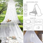 dix-rainbow Princess Decor Canopy for Kids Bed, Soft and Durable Bed Canopy for Girls Room Tent Canopy Dreamy Mosquito Net Bedding, Children Reading Nook Canopies Indoor (White net)