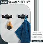 Angle Simple Double Towel Hook Matte Black 2 PCS, Stainless Steel Bathroom Robe Hook, Hand Towel Holder for Wall