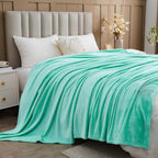 NEWCOSPLAY Super Soft King Blanket Aqua Premium Silky Flannel Fleece Leaves Pattern Lightweight Bed Blanket All Season Use (Aqua, King(90"x110"))