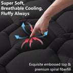 Twin Size Mattress Pad Waterproof, Pillow Top Cooling Twin Mattress Topper for Single Bed, Pee Proof Mattress Protector Cover Quilted Fitted with 8-21" Deep Pocket (39x75 inch, Black)