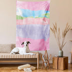 Lunarable Abstract Tapestry Twin Size, Paintbrush Watercolor Large Pastel Horizontal Stripes in Various Tones Boho Print, Wall Hanging Bedspread Bed Cover Wall Decor, Twin Size, Lilac Pink