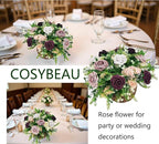 Artificial Fake Flowers 25pcs Roses, Shade of Dark Purple Foam Rose Faux Flower for DIY Wedding Bouquet Bridal Shower Centerpieces Floral Arrangements Party Table Home Decorations