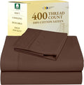 California Design Den Twin Sheets Set - Soft 400 Thread Count Sateen, Natural 100% Cotton Twin Bed Sheets with Deep Pockets, Cooling and Durable Bedding Set - Espresso Chocolate Brown