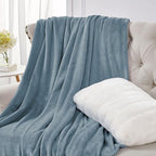 Walensee Fleece Blanket Plush Throw Fuzzy Lightweight (King Size 108x90 Washed Blue/Slate Blue/Grey Blue) Super Soft Microfiber Flannel Blankets for Couch, Bed, Sofa Warm and Cozy for All Seasons