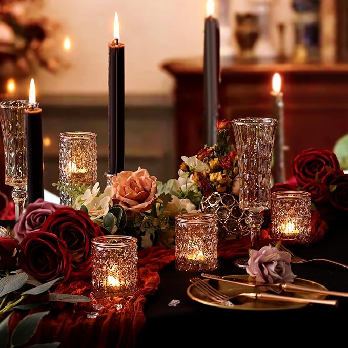 36pcs Gold Votive Candle Holders, Tealight Candle Holder Glass for Diwali, Gold Candle Holders for Wedding Table Centerpiece, Bridal Shower & Home Parties Supplies Decor