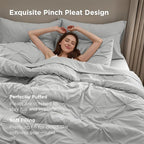 Bedsure Full Size Comforter Sets - Bedding Sets Full 7 Pieces, Pintuck Bed in a Bag Light Grey Bed Set with Comforter, Sheets, Pillowcases & Shams
