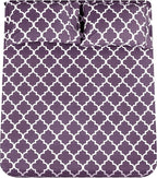 Mejoroom Queen Bed Sheet Set - Super Soft Brushed Microfiber 1800 Thread Count Queen Sheets with 16 inch Deep Pocket - Wrinkle Free - 4 Piece(Queen, Purple Quatrefoil with White Pattern)