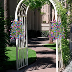 Artificial Hanging Flowers for Outdoors Spring Summer Decoration, 2PCS Silk Fake Daisy Realistic Outdoor Flowers UV Resistant Porch Patio Window Yard Decor(Purple Blue)