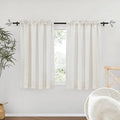 RYB HOME Natural Linen Curtains for Living Room Bedroom, Light Filtering Lightweight Short Window Treatments Boho Country Rustic Semi Sheer Drapes, W 34 x L 45 inches, Linen, 2 Panels Set