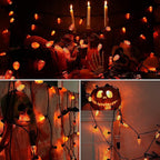 Brizled C9 Orange Lights, 16ft 25 LED Halloween Lights Connectable, UL Certified Orange Light String, Outdoor Lighting Black Wire for Halloween Thanksgiving Tree Patio Garden Party
