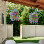 Artificial Hanging Flowers for Outdoors Spring Summer Decoration, 2PCS Silk Fake Daisy Realistic Outdoor Flowers UV Resistant Porch Patio Window Yard Decor(Purple Blue)