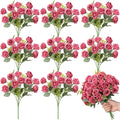 Zeyune 8 Pack 12 Inch Wedding Bouquets for Bride Bridesmaid Pastel Pink Artificial Rose Bouquet Fake Silk Roses Flowers Bunches Bulk for Home Office Garden Parties Decoration