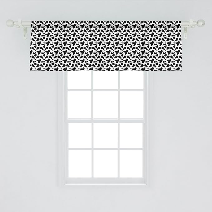 Ambesonne Cow Print Window Valance, Animal Hide Pattern Spots Farm Life Cattle Camouflage Animal Skin, Curtain Valance for Kitchen Bedroom Decor with Rod Pocket, 54" X 18", Charcoal Grey White