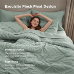 Bedsure Oversized King Comforter Set Sage Green - Bed in a Bag Bedding Set 7 Pieces, GentleSoft™ Pintuck Bed Set Gift for Family, Pinch Pleat Sage Green Comforter with Sheets, Pillowcases & Shams