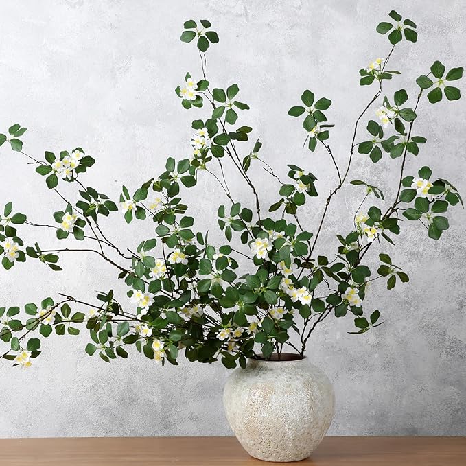 6 Pcs Tall Artificial Flowers Branches for Spring Indoor Decoration, 63 Inch Fake Faux Flowers with Long Stems for Vase Wedding Home Party Table Centerpieces (Rattan Guanyin Lotus)