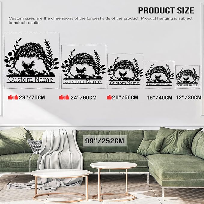 Custom Hedgehog Metal Sign, Personalized Hedgehog Metal Wall Art,Hedgehog Lovers Gift Metal Kid Room Decor,Personalized Hedgehog Lover Name Sign,Kid Nursery Decoration (Style B)