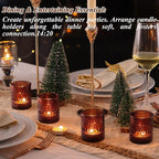 40Pcs Glass Votive Candle Holders, Amber Tea Light Candle Holders Vintage Fall Tealight Candle Holder Bulk for Autumn, Thanksgiving Table Centerpieces, Christmas Decor (Amber)