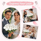 52 PCS White Artificial Roses Bulk, Fake Artificial Flowers Bridal Bouquet Silk Faux Rose with Stems for Wedding Flowers Decoration, Valentine's Day, Bridal Bouquet, Anniversary, Home Decor (52PCS)