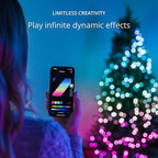 Twinkly Strings 100 LED RGB, LED Light String for in- and Outdoor, Smart LED Lights, Mappable LEDs, Compatible with Alexa and Google Home, IP44, Controlled by App, Green Wire, 8m
