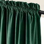 Lazzzy Velvet Blackout Curtains Thermal Insulated Room Window Drapes Super Soft Luxury Curtains for Living Room Bedroom Rod Pocket 2 Panels, Emerald Green, 62" W x 96" L
