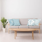 Ambesonne Retro Throw Pillow Cushion Case Pack of 4, Trellis Grid Medieval Floral Damask Mandala Flower Ornament in Modern Monochrome, Modern Accent Double-Sided Digital Printing, 20", Pale Blue Grey
