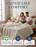 LANE LINEN 100% Organic Cotton California King Sheets Set, 4-Piece Pure Organic Cotton Long Staple Percale Weave Soft Best Bedding Sheets for Bed, Fits Mattress Upto 15" Deep - Glacier Grey