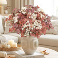 Baby Breath Flowers Fall Flowers Artificial Bulk, 10Pcs Fall Decor Fake Gypsophila Plants Bouquets Flowers Real Touch Faux Babies Breath Arrangement for Home Autumn Wedding Vase Decoration Fall Orange