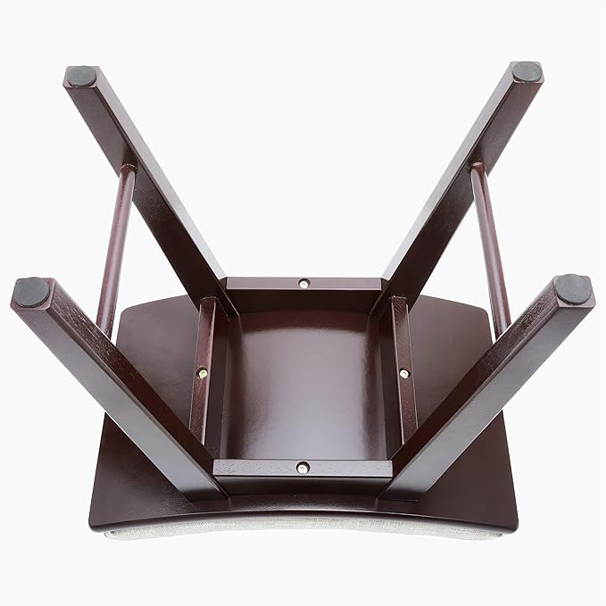 URFORESTIC Oak Wood Vanity Stool, Modern Makeup Dressing Stool with Concave Seat Surface,Capacity 300lb, Easy Assembly (Brown)