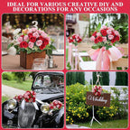 Zeyune 8 Pack 12 Inch Wedding Bouquets for Bride Bridesmaid Red and Pink Artificial Rose Bouquet Fake Silk Roses Flowers Bunches Bulk for Home Office Garden Parties Decoration