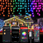 Brightown Smart Icicle Lights for Outside, 33Ft 304 LED RGB Smart Christmas Lights with 58 Preset Modes, App or Remote Control, Music Sync, Memory and Timer Function for Indoor/Outdoor Use
