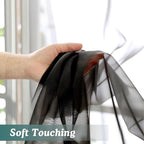 Chyhomenyc Black Sheer Curtains 96 Inches Long 2 Panels, Light Filtering Black Curtains for Living Room, Soft Gentle Voile Rod Pocket Bedroom Window Drapes, 59Wx96L Inch, 2PCS