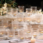 32Pcs Ribbed Votive Candle Holders, Clear Tea Light Candle Holder for Wedding Table Decor, Glass Candle Holder for Bridal Shower Decor, Home and Holiday Decor