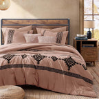 MaiRêve Embroidery Full Size Comforter Set Dusty Pink, Farmhouse Western Boho Bedding Set 7 Pieces, All Season Bed in A Bag Comforter Set with Sheets, Pillowcases & Shams