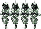 RECUTMS Artificial Rose Vine Hanging Plants 4Pieces 3.3Ft Flowers for Home Room Garden Wedding Indoor Outdoor Decoration (Black)