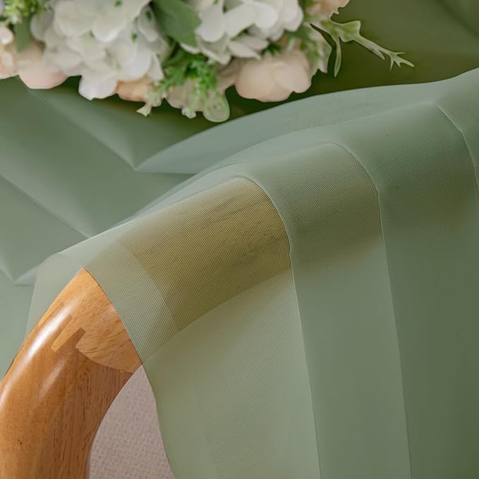 Aiyufeng Sage Green Sheer Curtains, 36 Inch Long, 2 Panels - Kitchen & Bathroom Cafe Curtains, Rod Pocket, 40" W x 36" L