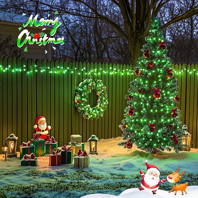 JMEXSUSS 250 LED Green String Lights - 91.5ft Christmas Lights Outdoor Waterproof, 8 Lighting Modes, Connectable Christmas Tree Light for Yard Patio Party Halloween Christmas Decorations