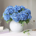 4pcs 21" Navy Blue Faux Hydrangeas Artificial Flowers, Real Touch Silk Hydrangea Flowers with Stems for Ocean Theme Bridal Wedding Party Home Office Decor