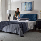 Lucid Mid-Rise Upholstered Headboard - Diamond Tufted - Padded Polyester - Adjustable Height from 34” to 46” - Easy Assembly - Bed Frame or Wall Mount - Sturdy - Cobalt - Full / Full XL Size