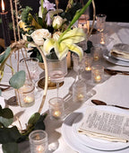 DEVI 48pcs Clear Votive Candle Holders Bulk, Wedding Party Centerpieces Table Decorations, Glass Candle Holder for Tea Lights, Candle Holders Bulk, Wedding Party Supplies