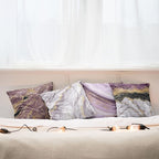 Ambesonne Marble Print Throw Pillow Cushion Case Pack of 4, Quartz Inspired Design of Stone Surface Look Print Modern Style Stained, Modern Accent Double-Sided Digital Printing, 20", Mauve Lilac Grey