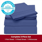 Mellanni Twin XL Sheets Set - 3 PC Iconic Collection Bedding - Hotel Luxury, Extra Soft, Cooling Bed Sheets - Wrinkle, Fade, Stain Resistant (Twin Extra Long, Blue Nova)
