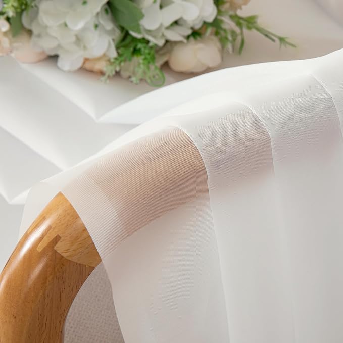 Aiyufeng Ivory Kitchen Sheer Curtains 63 inch Length 2 Panels, Rod Pocket Light Weight Soft Curtain Sheers, Voile Sheer Drapes for Basement Kitchen or Small Window Curtains, Each is 40W x 63L