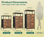 Huuger 5 Drawers Dresser with Charging Station, Dresser for Bedroom, Tall Night Stand, Chest of Drawers with Open Shelf, Bedside Table Nightstand, Fabric, for Entryway, Rustic Brown